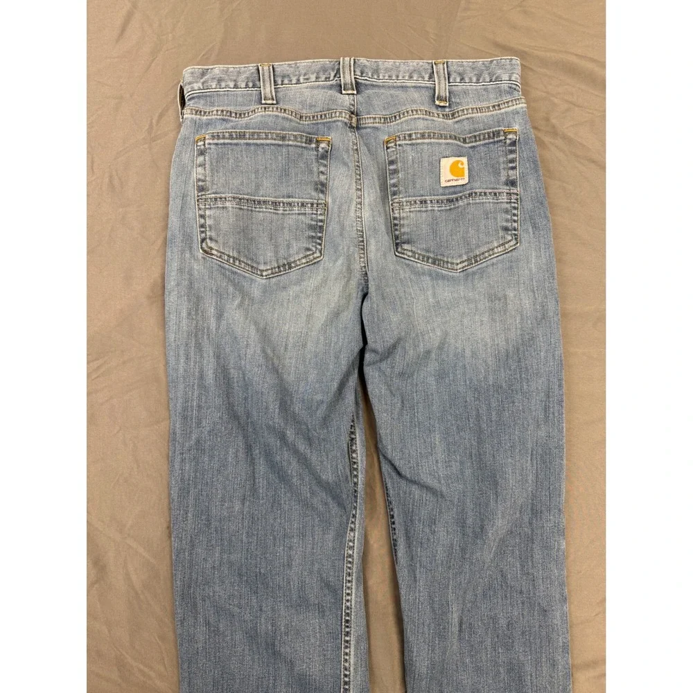 Carhartt Rugged Flex Relaxed Fit Straight Leg Jeans Mens 32x34 Light Wash Blue
